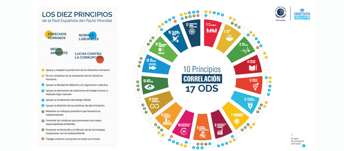 10 principios y correlación objetivos desarrollo sostenible